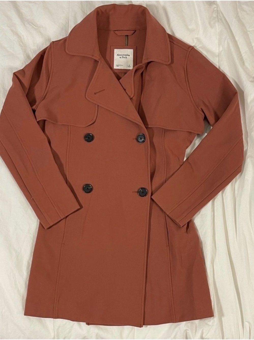 Abercrombie & Fitch Women's Terracotta Double-Breasted Trench Coat